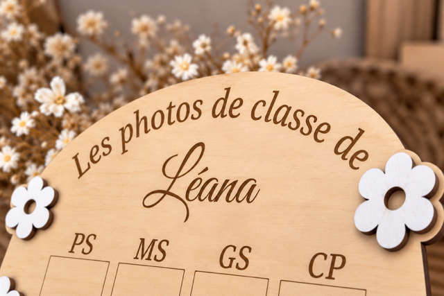 Cadre souvenir photos de classe en bois personnalisé – De la PS à la 3ème