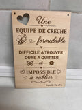 Plaque en bois personnalisée Equipe de crèche – Cadeau de fin d'année pour crèche, assistante maternelle