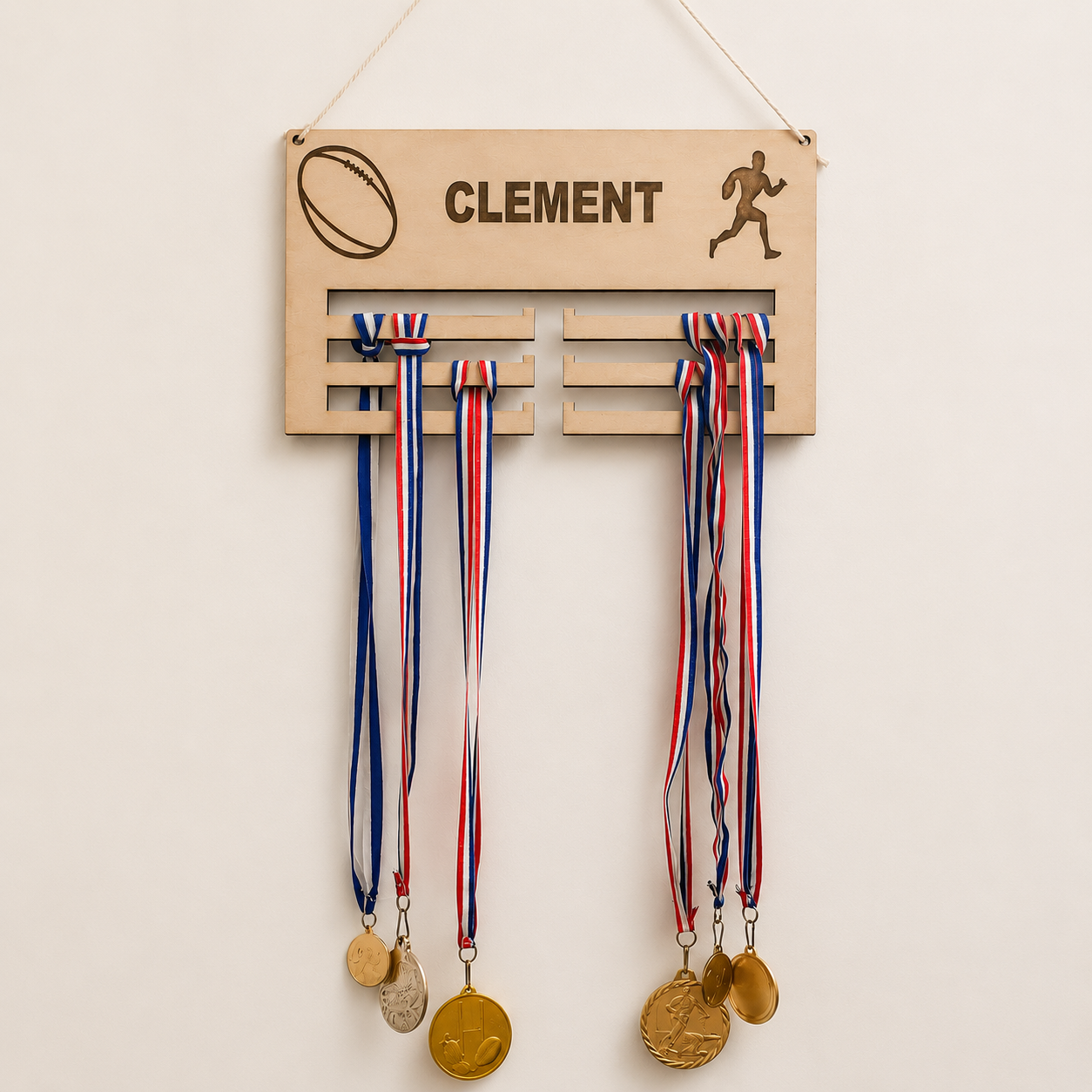 Personalized Wooden Medal Holder – Sports Gift