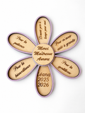 Personalised wooden flower for teacher, ATSEM or childminder