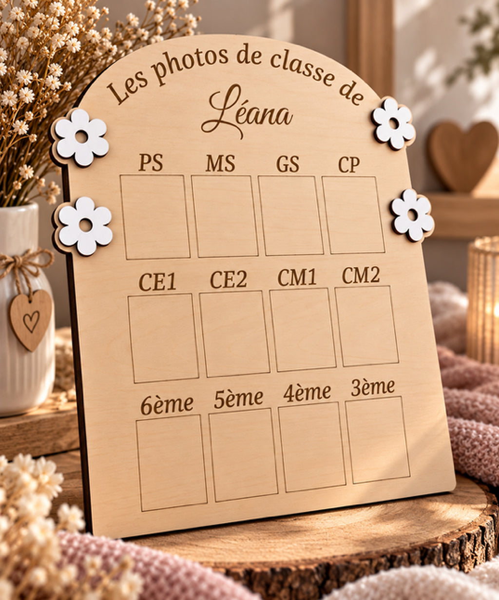Cadre souvenir photos de classe en bois personnalisé – De la PS à la 3ème