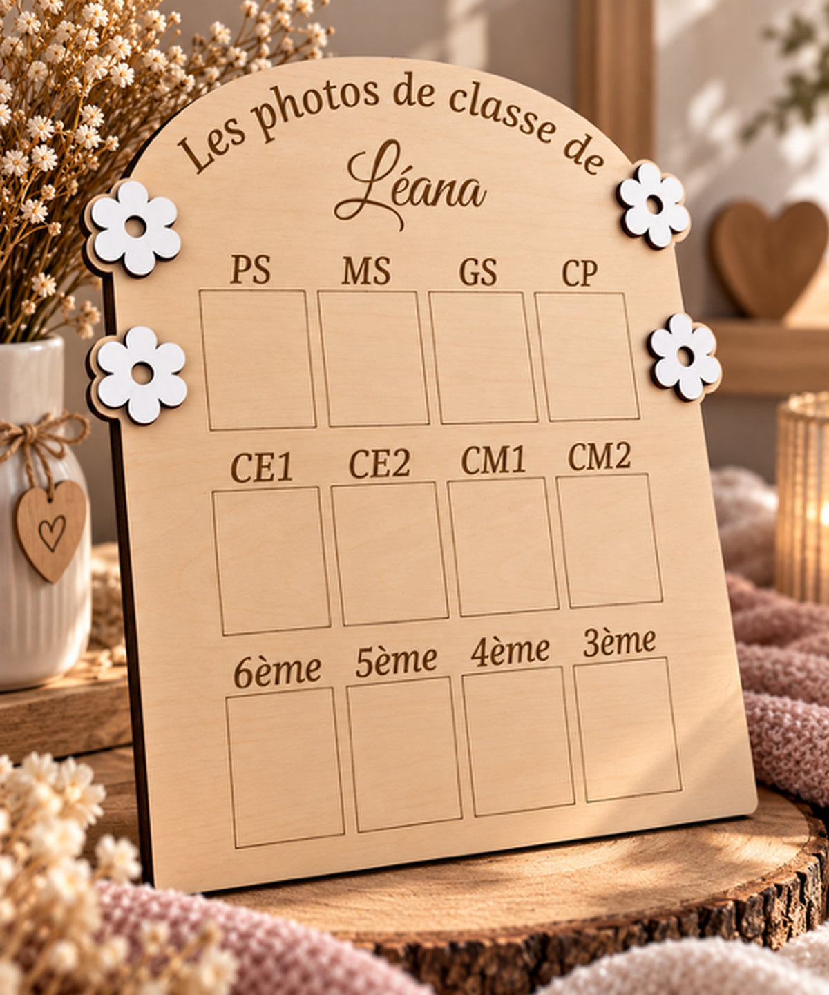 Cadre souvenir photos de classe en bois personnalisé – De la PS à la 3ème